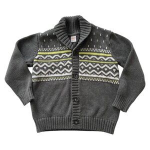 Gymboree Gray Fairisle Sweater Knit Shawl Collar Buttons Cardigan Size S (5/6)